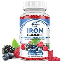 Suplemento de ferro RevinUtra Iron Gummies com zinco, cálcio 60 ct