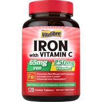 Suplemento de ferro Vitalibre 65mg com vitamina C 120 comprimidos Suplemento de ferro Vitalibre 65mg com vitamina C 120 comprimidos