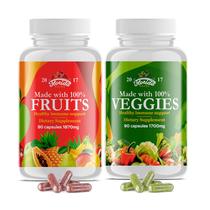 Suplemento de Frutas e Vegetais - 180 Cápsulas Veganas (2 Pacotes) - Vitaminas Naturais