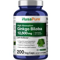 Suplemento de Ginkgo Biloba Pure Nusa - 12.500mg - 200 Cápsulas Suplemento de Ginkgo Biloba Pure Nusa - 12.500mg - 200 Cápsulas