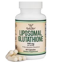 Suplemento de glutationa lipossomal 500mg por porção, 60 cápsulas (vegan seguro, fabricado nos EUA, não-OGM) Glutationa lipossomal de absorção máxima por suplementos de madeira dupla