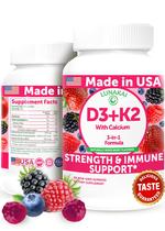 Suplemento de gomas Lunakai de vitamina D3 K2 com cálcio 60 ct