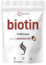 Suplemento de microingredientes de biotina 5.000 mcg com 365 cápsulas gelatinosas