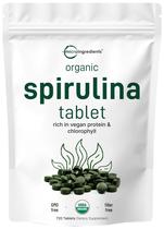 Suplemento de microingredientes: espirulina orgânica 3000 mg, 720 comprimidos