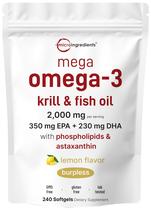Suplemento de microingredientes Mega Omega-3 de krill e óleo de peixe