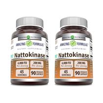 Suplemento de natoquinase Amazing Nutrition 100 mg, 90 cápsulas vegetais, pacote com 2