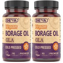 Suplemento de óleo de borragem DEVA 500 mg de ômega-6 GLA 90 cápsulas x2 Suplemento de óleo de borragem DEVA 500 mg de ômega-6 GLA 90 cápsulas x2