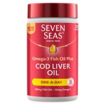 Suplemento de óleo de fígado de bacalhau puro Seven Seas 120 cápsulas
