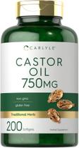 Suplemento de óleo de rícino Carlyle 750 mg 200 cápsulas gelatinosas não transgênicas Suplemento de óleo de rícino Carlyle 750 mg 200 cápsulas gelatinosas não transgênicas