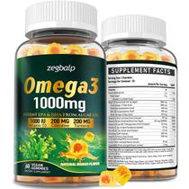 Suplemento de ômega-3 Gummies ZEGBALP 1000mg vegano para mulheres e homens