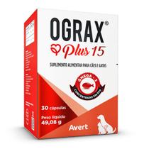 Suplemento de Ômega Ograx Plus 15 Avert Para Cães e Gatos 30 Cápsulas