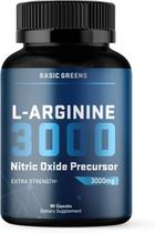 Suplemento de óxido nítrico BASIC GREENS L-Arginina 3000 mg 90 cápsulas