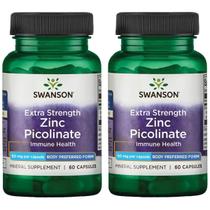Suplemento de picolinato de zinco Swanson Premium Brand Extra Strength 50 mg 60 cápsulas, pacote com 2 Suplemento de picolinato de zinco Swanson Premium Brand Extra Strength 50 mg 60 cápsulas, pacote com 2