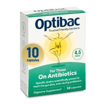 Suplemento de probióticos OptiBac para quem toma antibióticos 10 cápsulas