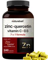 Suplemento de quercetina de zinco NatureBell com vitamina C e D3 240 cápsulas