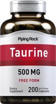 Suplemento de taurina Piping Rock 500 mg 200 cápsulas em forma livre Suplemento de taurina Piping Rock 500 mg 200 cápsulas em forma livre