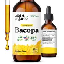 Suplemento de tintura de bacopa selvagem e orgânica, fornecimento de 60 ml para 2 meses