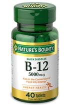 Suplemento de Vitamina B12 Nature's Bounty - 5000mcg - 40 Comprimidos