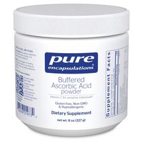 Suplemento de vitamina C: encapsulamentos puros, ácido ascórbico tamponado, pó, 240 ml