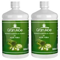 Suplemento de Vitamina C Sabor Babosa Aloe Vera 500ml Kit com 2 - Gran Aloe