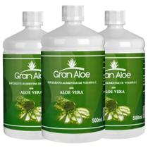 Suplemento de Vitamina C Sabor Babosa Aloe Vera 500ml Kit com 3 - Gran Aloe