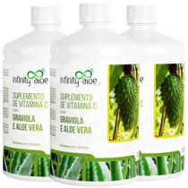 Suplemento de Vitamina C Sabor Babosa Aloe Vera com Graviola 1L Kit com 3 - Infinity - Infinity Aloe