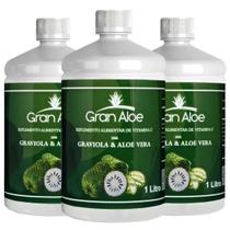 Suplemento de Vitamina C Sabor Babosa Aloe Vera e Graviola 500ml Kit com 3 - Gran Aloe