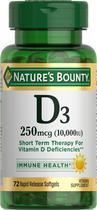 Suplemento de Vitamina D 10.000 UI Nature's Bounty - 72 Cápsulas Gelatinosas