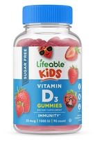 Suplemento de vitamina D Lifeable Sugar Free 1000 UI Kids 90 Gummies