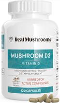 Suplemento de vitamina D2 Real Mushrooms 1000 UI 120 cápsulas