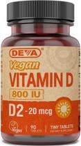 Suplemento de vitamina D2 vegana DEVA 800 UI 90 comprimidos
