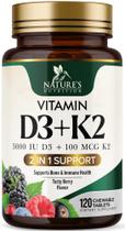 Suplemento de vitamina D3 K2 Nature's Nutrition 5000 UI 100mcg
