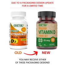 Suplemento de vitamina D3 vegana DEVA 1000 UI, 90 comprimidos, pacote com 2 Suplemento de vitamina D3 vegana DEVA 1000 UI, 90 comprimidos, pacote com 2