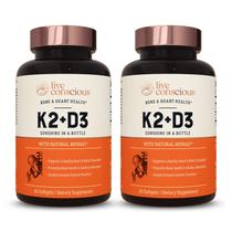 Suplemento de vitamina K2 MK7 Live Conscious com D3 5000 UI Suplemento de vitamina K2 MK7 Live Conscious com D3 5000 UI