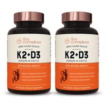 Suplemento de vitamina K2 MK7 Live Conscious com D3 5000 UI