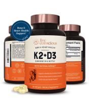 Suplemento de vitamina K2 MK7 Live Conscious com D3 5000IU