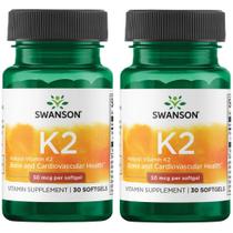 Suplemento de vitamina K2 natural Swanson (menaquinona-7) 50 mcg 30 cápsulas gelatinosas x 2 Suplemento de vitamina K2 natural Swanson (menaquinona-7) 50 mcg 30 cápsulas gelatinosas x 2