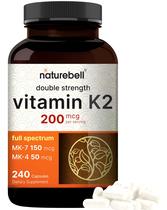 Suplemento de Vitamina K2 NatureBell Full Spectrum - 200mcg - 240 Cápsulas