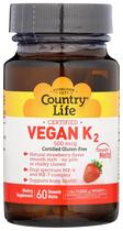 Suplemento de vitamina K2 vegana Country Life 500mcg 60 comprimidos Suplemento de vitamina K2 vegana Country Life 500mcg 60 comprimidos