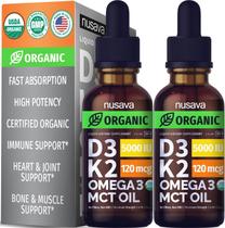 Suplemento de Vitaminas D3 e K2 (2 Unidades) - 5000 UI com Óleo MCT e Ômega 3 Suplemento de Vitaminas D3 e K2 (2 Unidades) - 5000 UI com Óleo MCT e Ômega 3