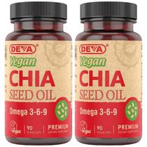Suplemento de vitaminas veganas DEVA, óleo de semente de chia, 90 cápsulas x2