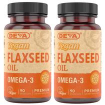 Suplemento de vitaminas veganas orgânicas DEVA, óleo de linhaça, 90 cápsulas Suplemento de vitaminas veganas orgânicas DEVA, óleo de linhaça, 90 cápsulas
