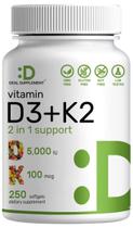 Suplemento DEAL SUPLEMENTO Vitamina D3 K2 5000 UI 250 Cápsulas Gelatinosas Suplemento DEAL SUPLEMENTO Vitamina D3 K2 5000 UI 250 Cápsulas Gelatinosas