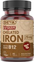 Suplemento DEVA Nutrition Ferro quelatado vegano 29 mg com B-12 Suplemento DEVA Nutrition Ferro quelatado vegano 29 mg com B-12