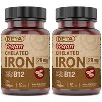 Suplemento DEVA Nutrition Ferro quelatado vegano 29 mg com B-12 Suplemento DEVA Nutrition Ferro quelatado vegano 29 mg com B-12