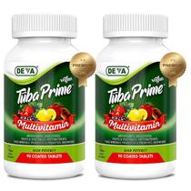 Suplemento Deva Tuba Prime, multivitamínico vegano, 90 comprimidos, pacote com 2 Suplemento Deva Tuba Prime, multivitamínico vegano, 90 comprimidos, pacote com 2