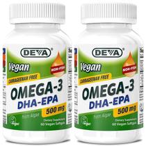 Suplemento DEVA Vegan Omega-3 DHA EPA 500mg 60 cápsulas gelatinosas x2 Suplemento DEVA Vegan Omega-3 DHA EPA 500mg 60 cápsulas gelatinosas x2