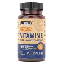 Suplemento Deva: Vitaminas veganas, vitamina E natural, 400 UI, 90 cápsulas Suplemento Deva: Vitaminas veganas, vitamina E natural, 400 UI, 90 cápsulas