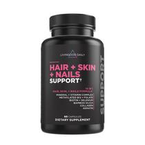 Suplemento diário Livingood para cabelo, pele e unhas 60 cápsulas Suplemento diário Livingood para cabelo, pele e unhas 60 cápsulas