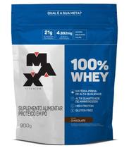 Suplemento em pó 100% Whey proteínas100% Whey em sachê de 900g Max Titanium Suplemento em pó 100% Whey proteínas100% Whey em sachê de 900g Max Titanium